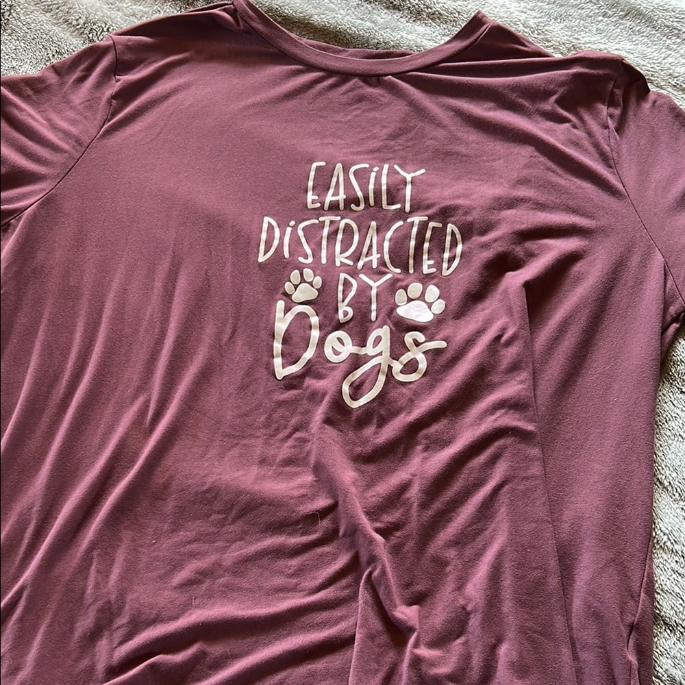 Easily Distracted by Dogs T-Shirt - Maroon